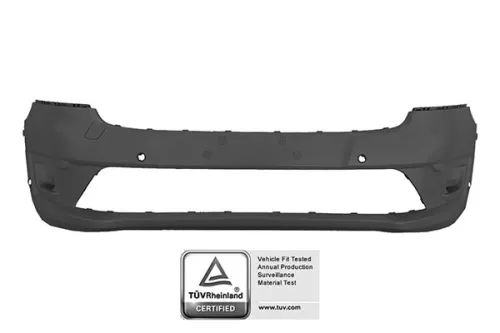 Black Front Bumper with Park Assist and Blind Spot (6 Sensor Holders) with Tow Hook Cap Ford Transit Connect 2018 OE 2330597