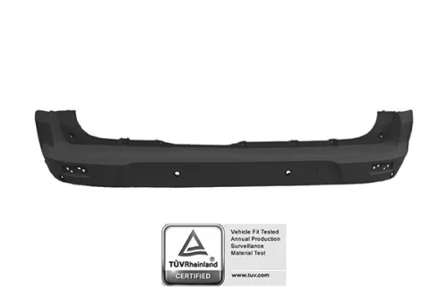 Black Rear Bumper with Park Assist (4 Sensor Holders) with Tow Hook Cap Ford Transit Connect 2018 OE 2374030 - 2288164