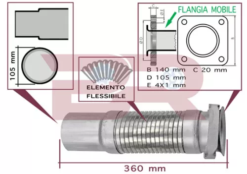 EXHAUST PIPE D. 105 - L. 360