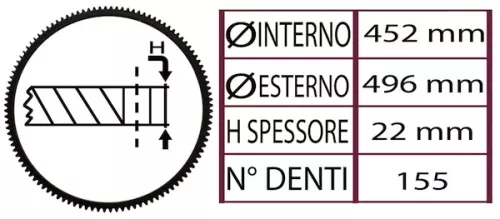 FLYWHEEL CROWN D.496X452X22 - 155 TEETH